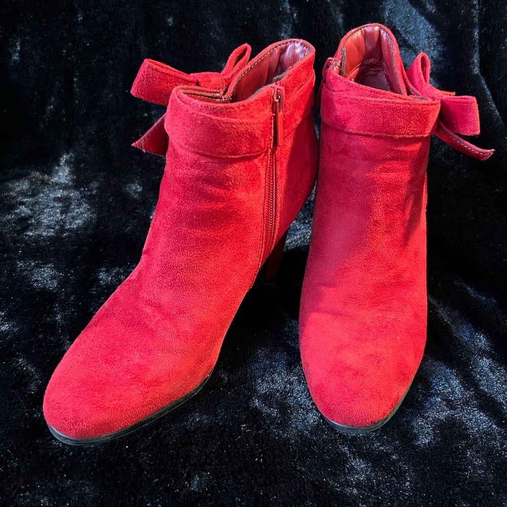 Suede Red Boots